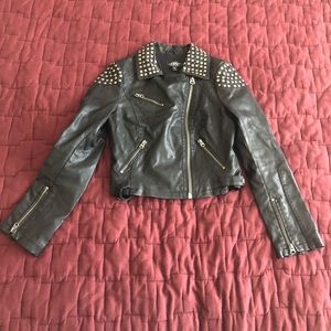 Topshop Studded Faux Leather Jacket